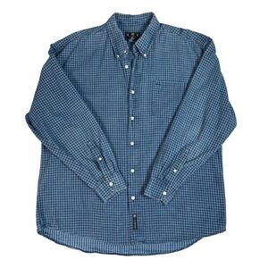 J Riggings Sportswear Men's Blue Gingham Button Down Long Sleeve Shirt XL